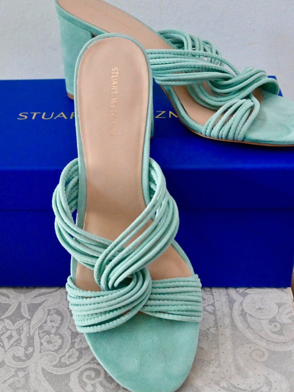 Stuart Weitzman Twist Block 75 Slide High Heel Sandals